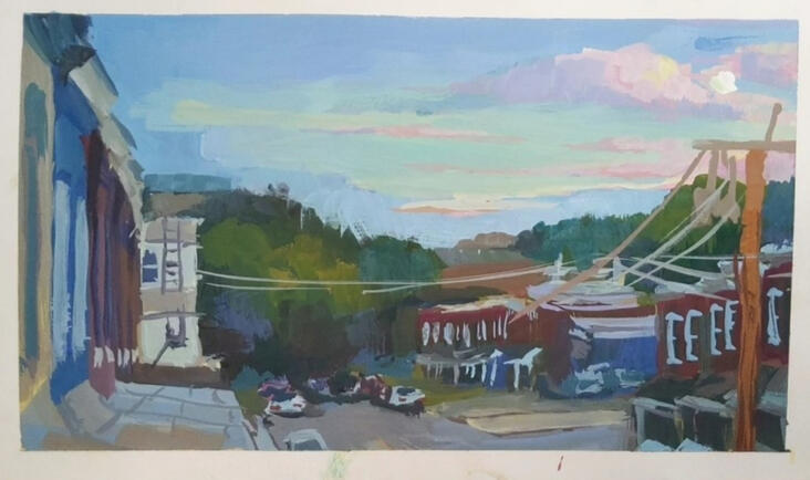 City Evening Gouache Plein Air City Evening Gouache Plein Air